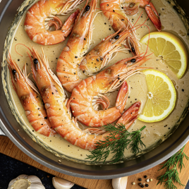 Креветки Королевские в сливочно-чесночном соусе